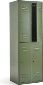 Šatňová skriňa CAMPUS, 2 sekcie, 4 dvere, bez zámkov, 1800x600x500 mm, olivovo zelená