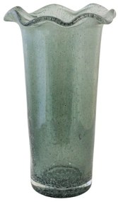 Zelená sklenená vysoká váza s volánikom Milla - Ø 13*22 cm