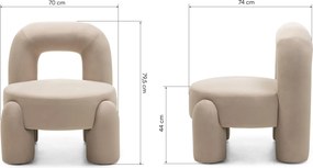 Designové křeslo Vasto samet/béžové