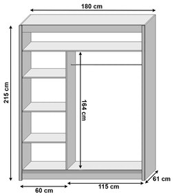 Tempo Kondela Skriňa s posuvnými dverami, biela, 180x215, LOW