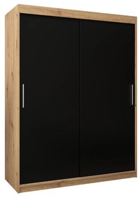 Šatníková skriňa 150 cm Toki (Dub artisan + Čierna matná). Akcia -45%. Vlastná spoľahlivá doprava až k Vám domov. 1064826