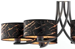 Jupiter 2108- Luster na reťazi ARTHUR 6xE27/15W/230V čierna/oranžová/mramorový dekor