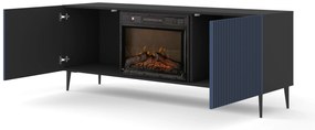 TV skrinka/stolík s elektrickým krbom FPB 2D 170 C Rowanna (čierna + tmavomodrá). Akcia -20%. Vlastná spoľahlivá doprava až k Vám domov. 1125095