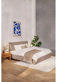 Čalúnená dvojlôžková posteľ taupe s úložným priestorom s roštom 180x200 cm Thessa Pillow – Bonami Selection