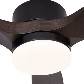 Stropný ventilátor čierny s drevenou potlačou 132 cm vrátane LED stmievateľný s diaľkovým ovládaním - Joly