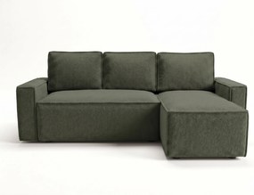 Rozkladacia obojstranná sedacia súprava do L SMART BOUCLE 232x143 cm, tmavozelená