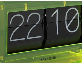 Karlsson 5976YE dizajnové nástenné/stolové preklápacie hodiny zelená, 21 cm