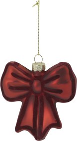 Červená vianočná sklenená ozdoba mašle Bow – 8*2*8 cm