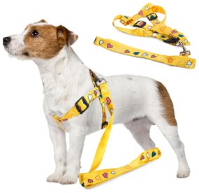 Postroj pre psa s vodítkom 135x2.5cm | žltý
