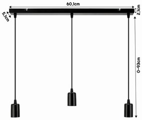 BERGE LED závesné svietidlo 3xE27 LOFT