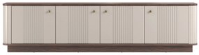 TV stolík Vesper 187 cm 4D - kašmír / orech / zlaté úchyty