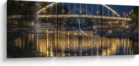 Obraz mosta s fontánou (s hodinami) (90x30 cm)