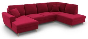 Červená zamatová rozkladacia/s úložným priestorom rohová pohovka (pravý roh/do "U") Kyoto – Cosmopolitan Design