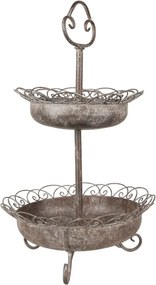 Hnedý antik kovový etažér Glocia - Ø 37*61 cm