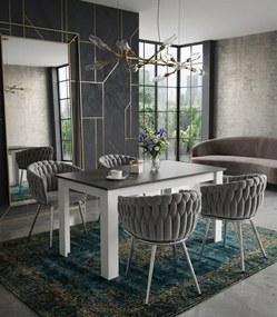 Jedálenská stolička ORION zamatová, svetlosivá / strieborná