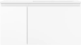 Mexen Orio, kúpeľňová skrinka 90 cm s pravým umývadlom Otis, 1S, 1D, biela matná, 91A13-09047-3-BBFF01-W18P01