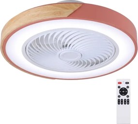 Brilagi - LED stmievateľné svietidlo s ventilátorom LED/38W/230V 50 cm ružová/dub + diaľkové ovládanie