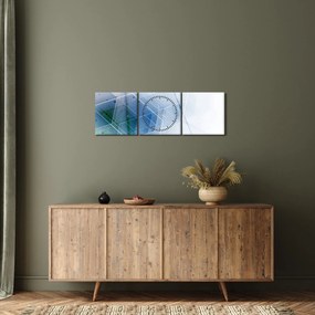 Obraz - Geometrické útvary (s hodinami) (90x30 cm)