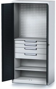 Dielenská skriňa MECHANIC, 1950x920x500 mm, 2 police, 4 zásuvky antracitové dvere