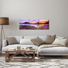 Obraz jazera (s hodinami) (90x30 cm)