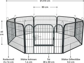 Kovová klietka pre šteniatka a malé zvieratá 80x60 cm,Ø210cm