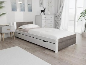 Posteľ IKAROS 80 x 200 cm, biela/dub lanýž Rošt: S latkovým roštom, Matrac: Matrac COCO MAXI 20 cm