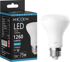 Mexen Nova, LED žiarovka E27, R63, 12W, Studená - 6500K, 1260 lm - L104-E27-1265-01
