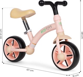 ECOTOYS Detské odrážadlo ECOTOYS, EVA kolesá s blokádou, nastaviteľné sedadlo 33–41 cm, ružové