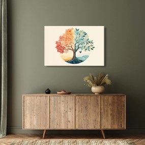 Obraz – Duálny strom s motýľom (90x60 cm)