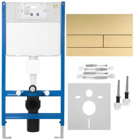 Rea Rea, podomietkový WC systém K011A-Q + zlaté matné splachovacie tlačidlo typ T, KPL-E0055