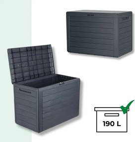 Úložný box WOODEBOX - 190L, 78x44x55cm, antracitová Prosperplast