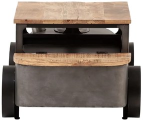 furniture-nabytek.cz - Masívny konferenčný stolík Car II z mangového dreva a kovu, lakovaný, šedý – 102×65×48 cm