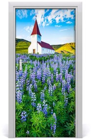 Fototapeta samolepiace na dvere kostol kvety 85x205 cm