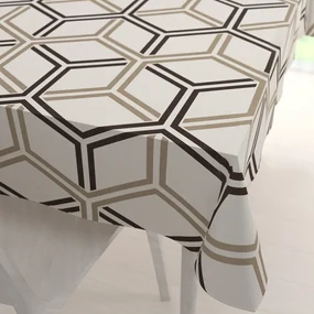 Biante Bavlnený obdĺžnikový obrus Sandra SA-558 Hnedé hexagóny na krémovom 60x100 cm