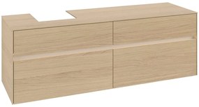 VILLEROY &amp; BOCH Collaro závesná skrinka pod umývadlo na dosku (umývadlo vľavo), 4 zásuvky, s LED osvetlením, 1600 x 500 x 548 mm, Nordic Oak, C105B0VJ