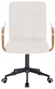 LuxuryForm DESIGN Stolička VERONA GOLD na čiernej podstave s kolieskami - biela