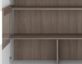 Široká komoda s presklením Linate, biely lesk/dub