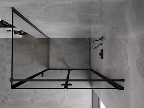Mexen Mist-F T, 1-krídlový skladací sprchový kút pravý 70 x 90 cm, číre sklo-čierny rám, 8A6T-070-090-70-70-P