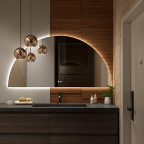 Erga Kori, polkruhové LED zrkadlo 70x140cm, 2875 lm, 3 farby svetla, ERG-V01-KORI-7014-CL