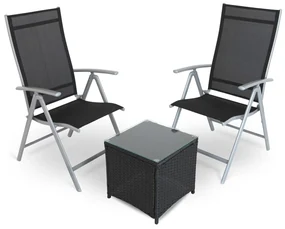 Záhradný balkónový set Fulvio - 2 miesta, čierna / sivá
