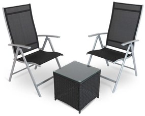 Záhradný balkónový set Fulvio - 2 miesta, čierna / sivá