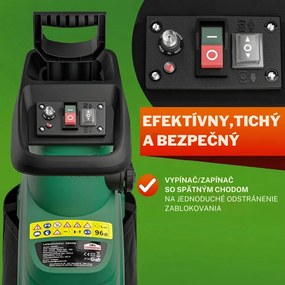 Záhradný štiepkovač/drvič DIOX+2x 60l vrece, 3100W čierna/zelená Gardebruk