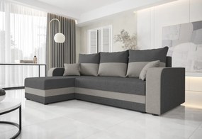 Expedo Rohová rozkládacia sedačka WELTA, 235x85x139, čierná/šedá, mikrofáze04/10
