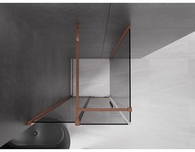 Mexen Velar, sprchový kút s posuvnými dverami 90 x 90 cm, 8mm šedé sklo, ružové zlato, 871-090-090-41-60