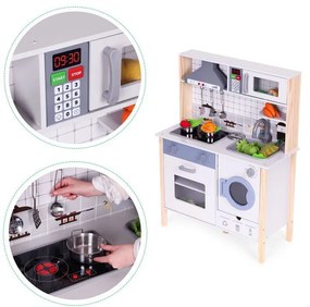 Drevená detská realistická kuchyňa s LED svetlom, zvukmi a príslušenstvom