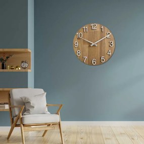 Dubové hodiny na stenu s veľkými číslicami I SENTOP MAS017-natural3041-hands/silver