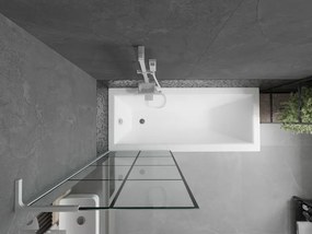 Mexen Next L, 1-krídlová vaňová zástena 70 x 150 cm, 6mm číre sklo-čierny vzor, biely profil, 895-070-000-03-77-20