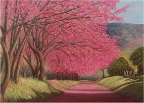 Sklenený obraz rozkvitnutých stromov (70x50 cm)