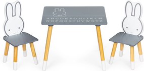 ECOTOYS detský set: stolík + 2 stoličky, skandinávsky štýl, s abecedou