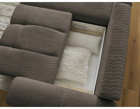 Hnedá rozkladacia/s úložným priestorom rohová pohovka z textílie buklé (ľavý roh/s leňoškou) Roxelane – Bobochic Paris